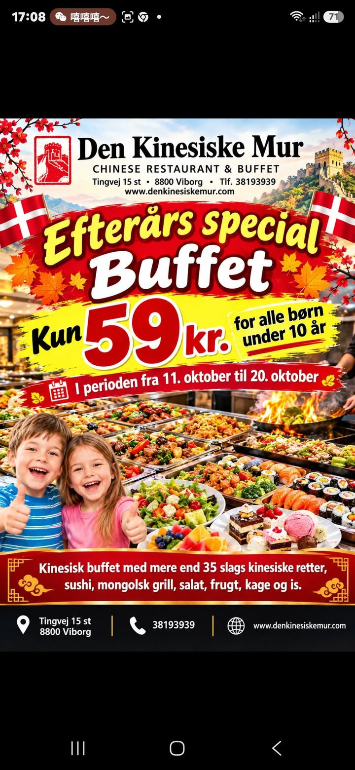 Den Kinesiske Mur tilbyder kæmpe luksusbuffet til børn under 10 år for 59 kr.