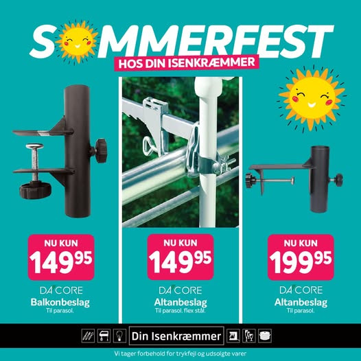 Fredericia Isenkram tilbyder altanbeslag til parasoller til sommerpris