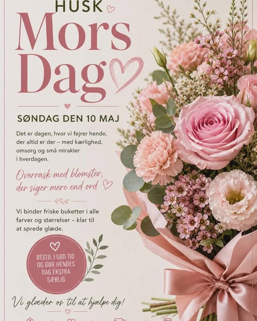 Fynbogården Blomster ApS opfordrer til at overraske mor med en smuk buket på mors dag