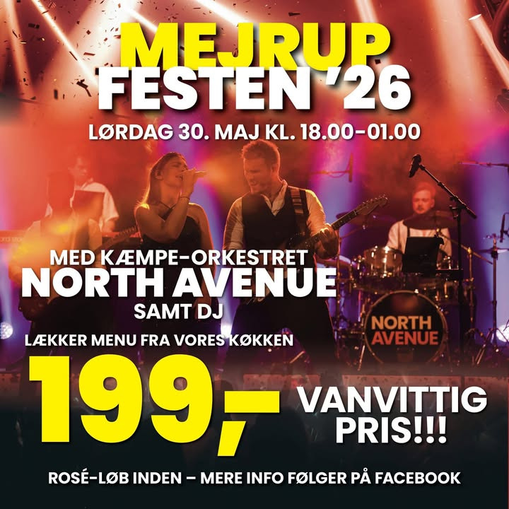 Mejrup Kultur- og Fritidscenter sælger billetter til Rosé-Tour og Mejrupfesten 2026