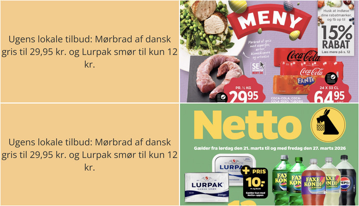 Ugens lokale tilbud: Mørbrad af dansk gris til 29,95 kr. og Lurpak smør til kun 12 kr.