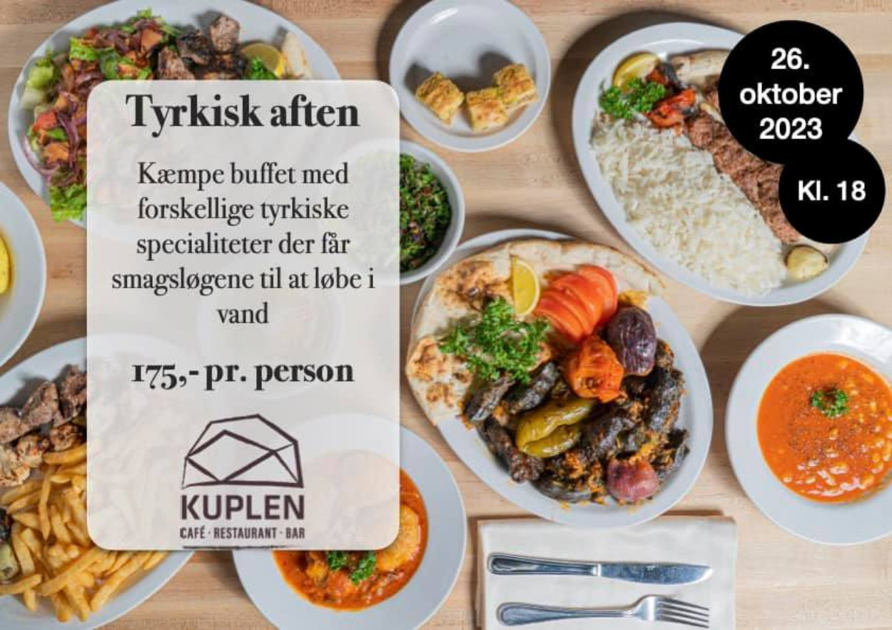 Kom til Tyrkisk Aften i Kuplen: Stor buffet med tyrkiske specialiteter