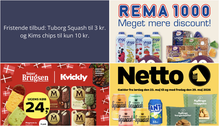 Fristende tilbud: Tuborg Squash til 3 kr. og Kims chips til kun 10 kr.