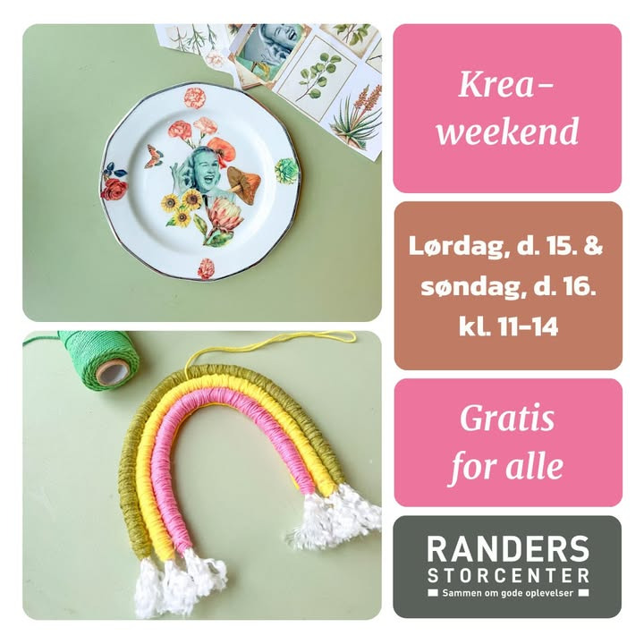Kreative workshops på Store Torv i Randers Storcenter denne weekend
