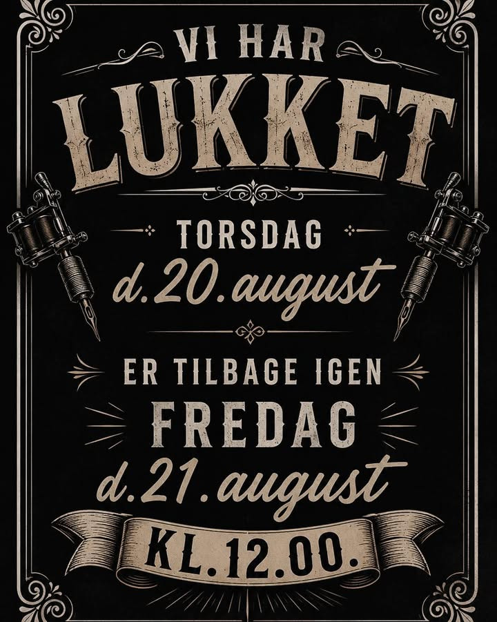 Skin & Colors Tattoo ApS holder lukket i dag torsdag