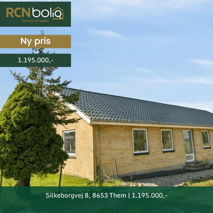 RCNBolig Silkeborg annoncerer prisnedsættelse på villa i Them
