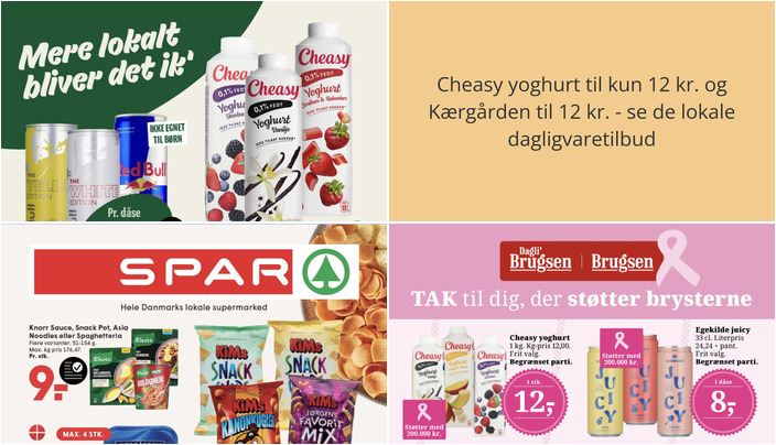 Cheasy yoghurt til kun 12 kr. og Kærgården til 12 kr. - se de lokale dagligvaretilbud