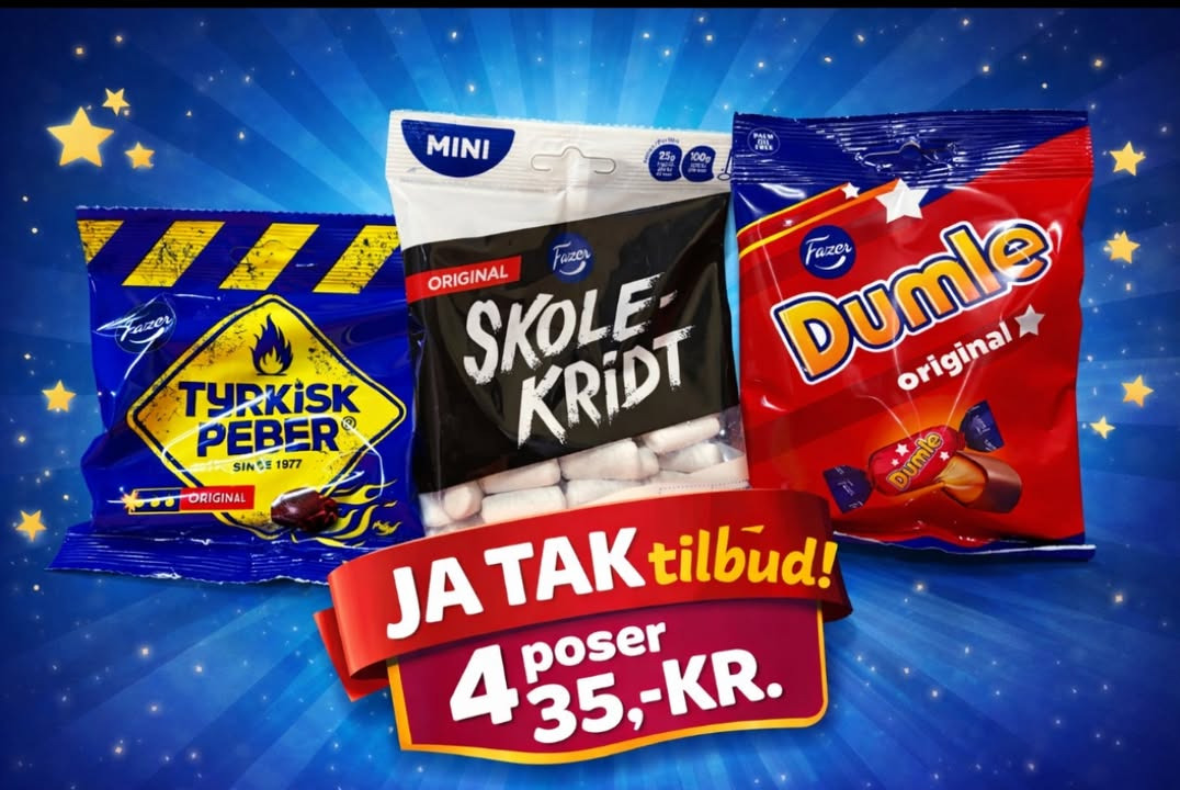 Køb Fazer poser hos MENY Hobro: 4 for kun 35 kr.
