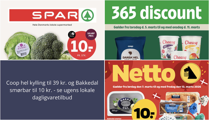 Coop hel kylling til 39 kr. og Bakkedal smørbar til 10 kr. - se ugens lokale dagligvaretilbud