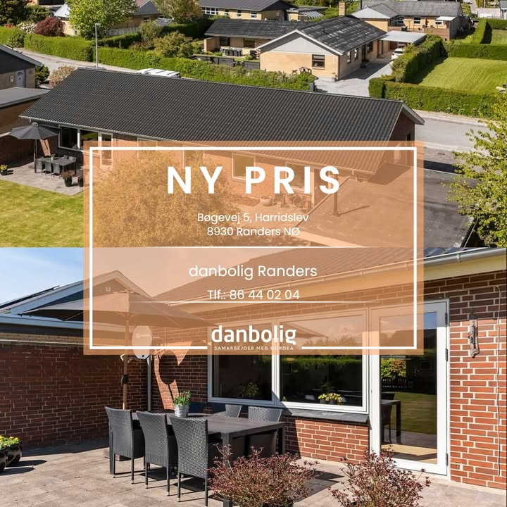 Danbolig Randers annoncerer ny pris på moderniseret 1-plansvilla i Harridslev