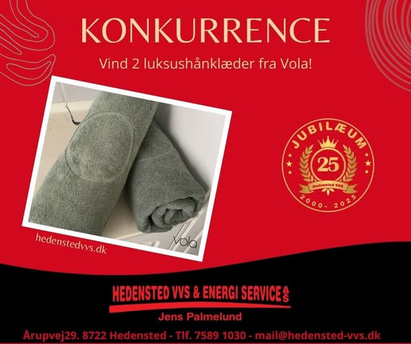 Hedensted VVS Service inviterer dig til at vinde lækre badehåndklæder fra VOLA