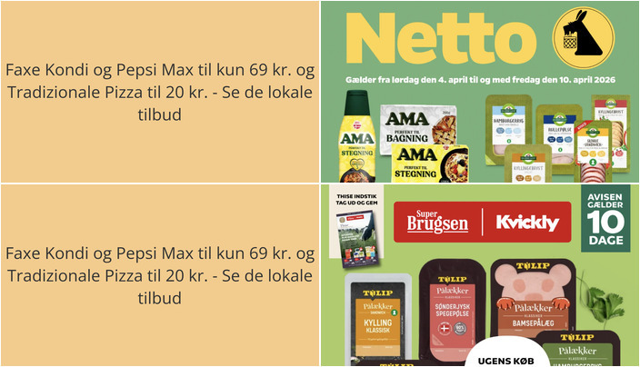 Faxe Kondi og Pepsi Max til kun 69 kr. og Tradizionale Pizza til 20 kr. - Se de lokale tilbud