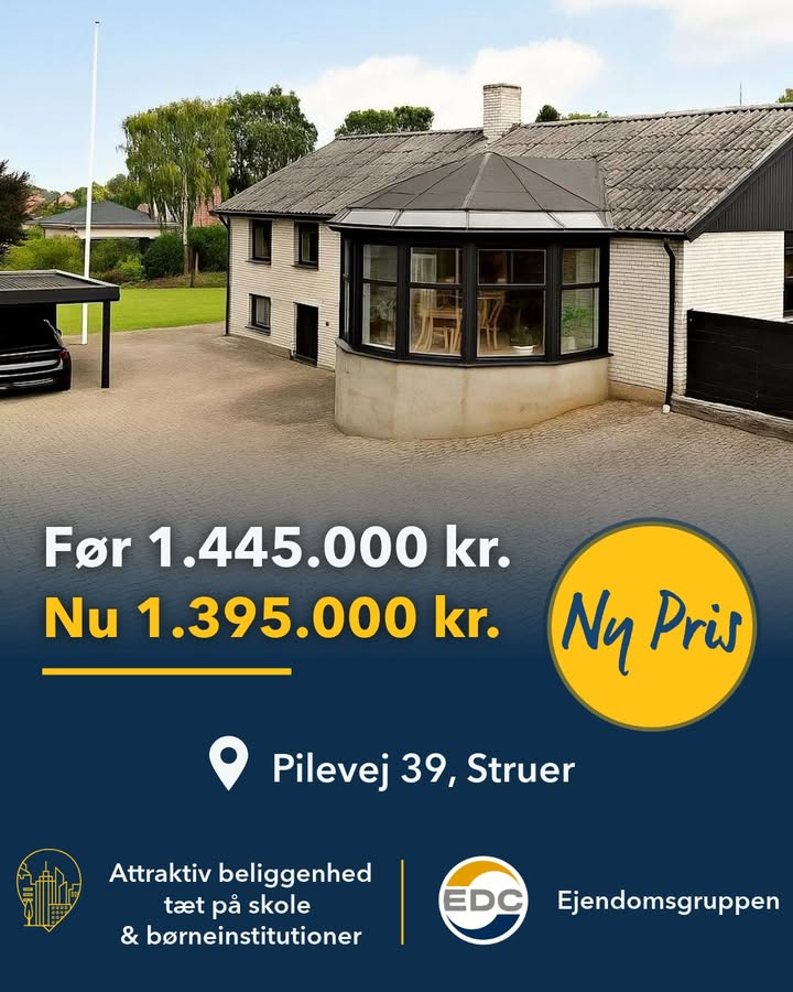 EDC Ejen­doms­grup­pen  Struer præsenterer ny pris på Pilevej 39 til 1.395.000 kr.