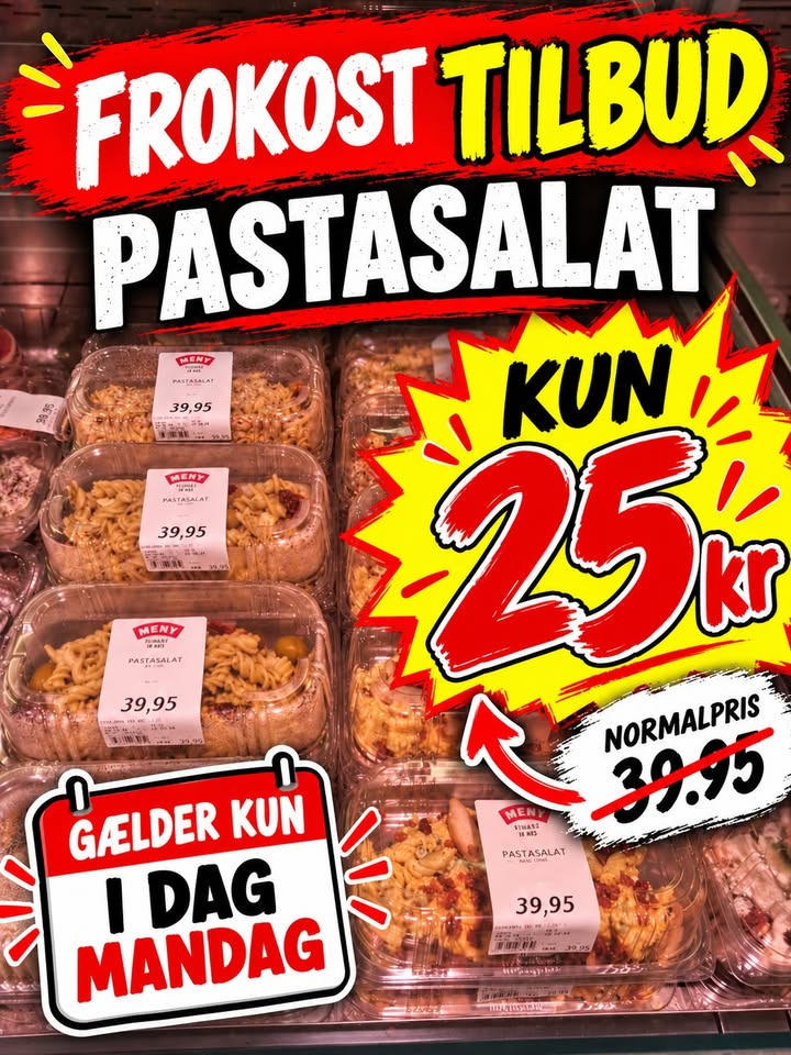 MENY Als sælger pastasalat til 25 kr. i dag