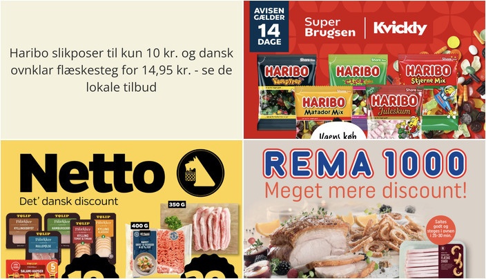 Haribo slikposer til kun 10 kr. og dansk ovnklar flæskesteg for 14,95 kr. - se de lokale tilbud