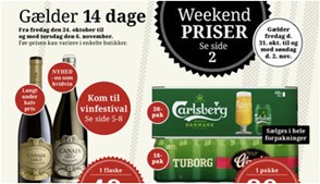 Canaja Gold vin til kun 49 kr. og Carlsberg eller Tuborg øl i pakker til 89 kr.