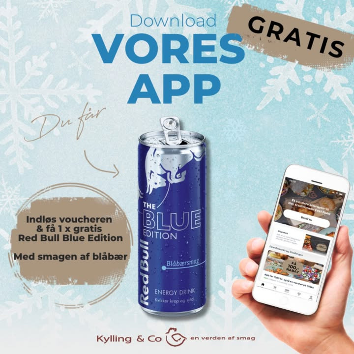 Få en gratis Red Bull hos Kylling & Co ved download af appen