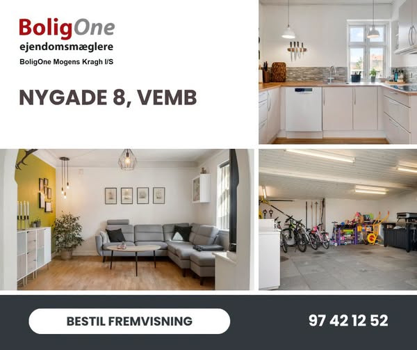 BoligOne Mogens Kragh I/S fremviser villa med garage og udbygninger i Vemb