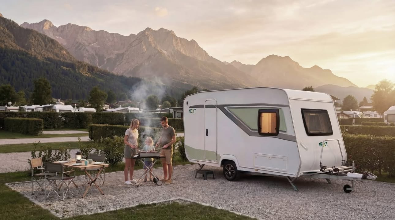 Hinshøj Caravan introducerer den nye NEXT 381 letvægts-køjevogn til eventyrlystne familier