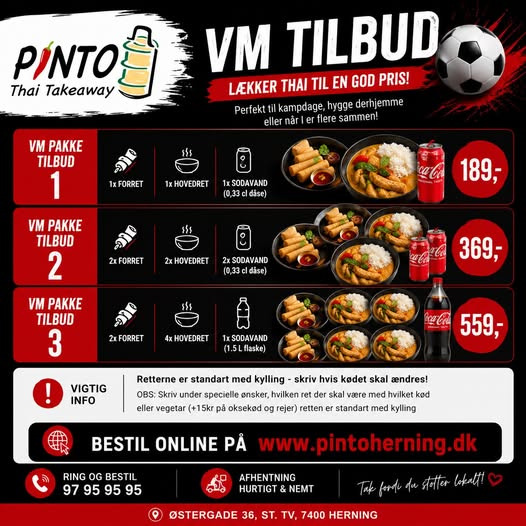 Pinto Thai Take Away tilbyder VM-pakker med thai mad