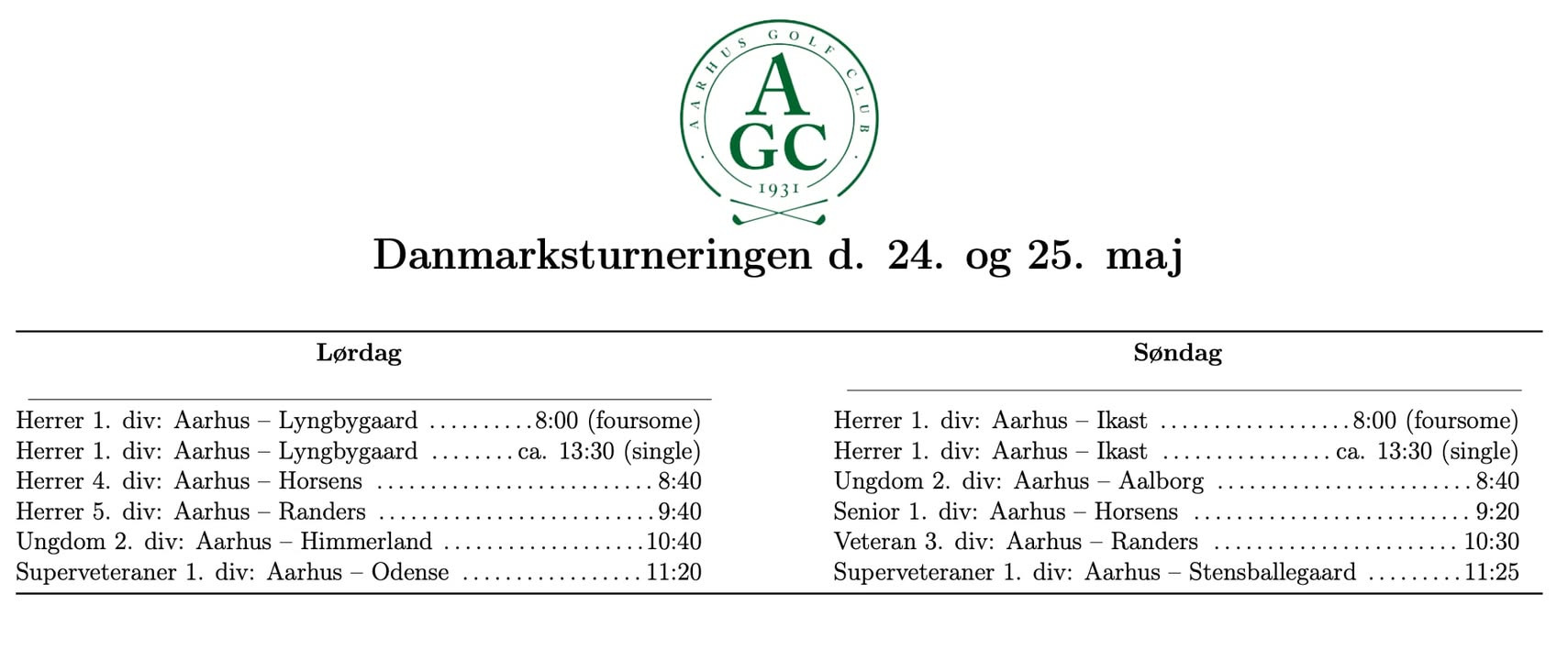 Nyt fra Aarhus Golf Club