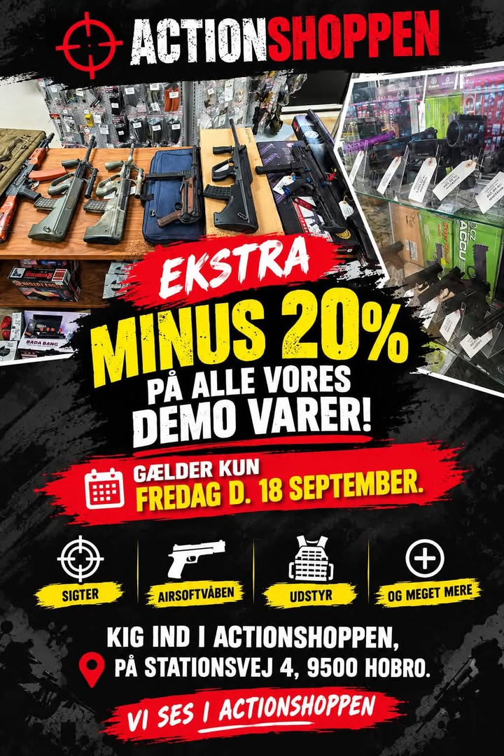 Actionshoppen ApS giver ekstra 20 procent rabat på alle demo-varer fredag