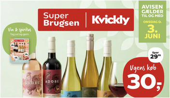 SuperBrugsen frister med Adobe Reserva vin til 30 kr. og Tulip pålæg til kun 12 kr.