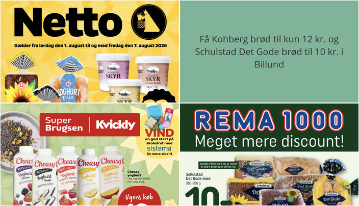 Få Kohberg brød til kun 12 kr. og Schulstad Det Gode brød til 10 kr. i Billund