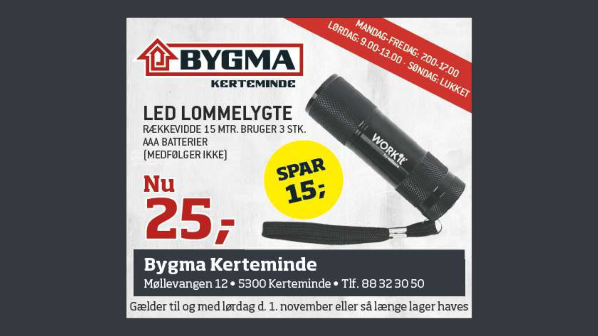 Få lys i mørket med Bygma Kertemindes fantastiske lommelygte tilbud