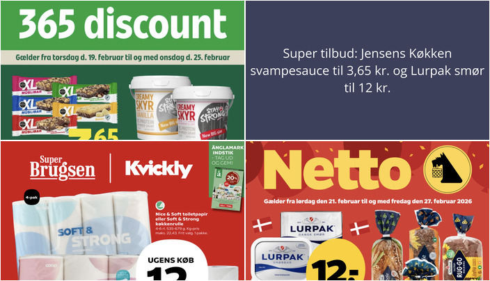 Super tilbud: Jensens Køkken svampesauce til 3,65 kr. og Lurpak smør til 12 kr.