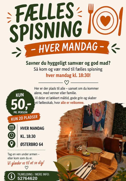 Madkassen inviterer til fællesspisning hver mandag i Aalborg