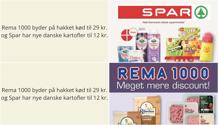 Rema 1000 byder på hakket kød til 29 kr. og Spar har nye danske kartofler til 12 kr.