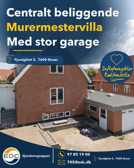 EDC Ejen­doms­grup­pen  Struer præsenterer murermestervilla med fjordkig til 1.495.000 kr.