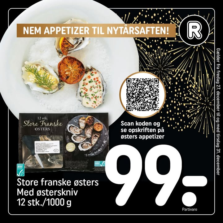 Rema 1000 Nørrevænget præsenterer nytårens festmenuer i deres avis