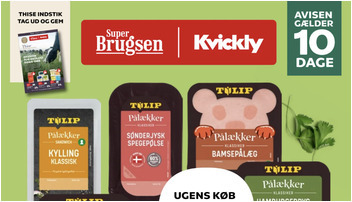 SuperBrugsen tilbyder Tulip Pålækker til 10 kr. og frosne pizzaer til 20 kr.