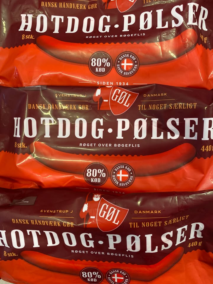 Min Købmand i Asp frister med billige gøl pølser til weekenden – kun 30 kr.