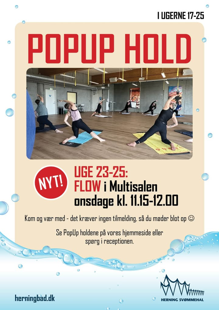 Herning Svømmehal annoncerer nye datoer for popup hold i juni