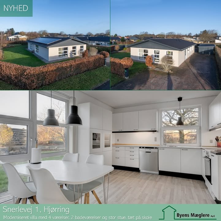 Byens Mæglere ApS præsenterer moderniseret 1-plans villa i Højene med ny tag og solcelleanlæg