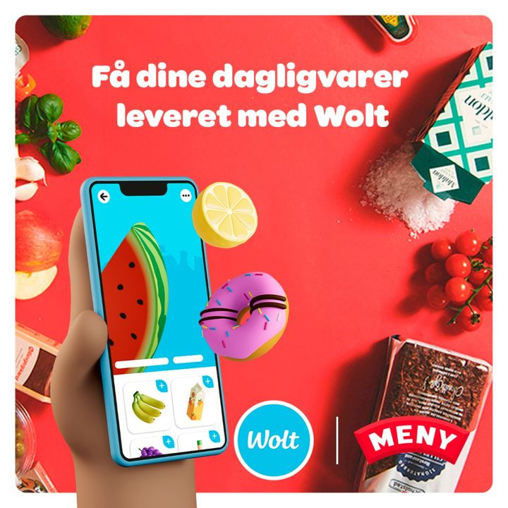 Meny Hjerting tilbyder levering via Wolt for nem og bekvem indkøb