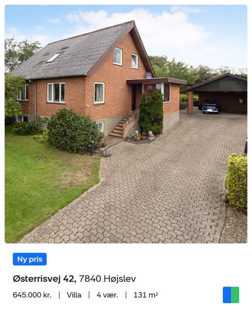 Nybolig Skive I/S sætter Østerrisvej 42 i Højslev ned til 645.000 kr.
