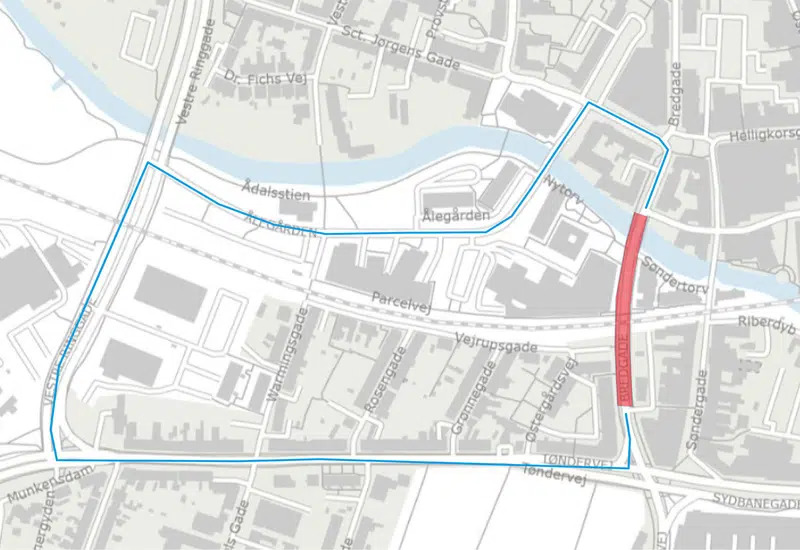 Renoveringsarbejde og trafikændringer på Bredgade i Kolding kommune