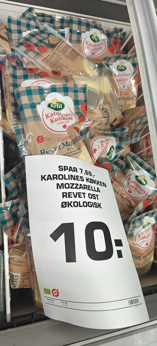 Rema 1000 Hals har tirsdagstilbud på økologisk revet mozzarella til 10 kr.