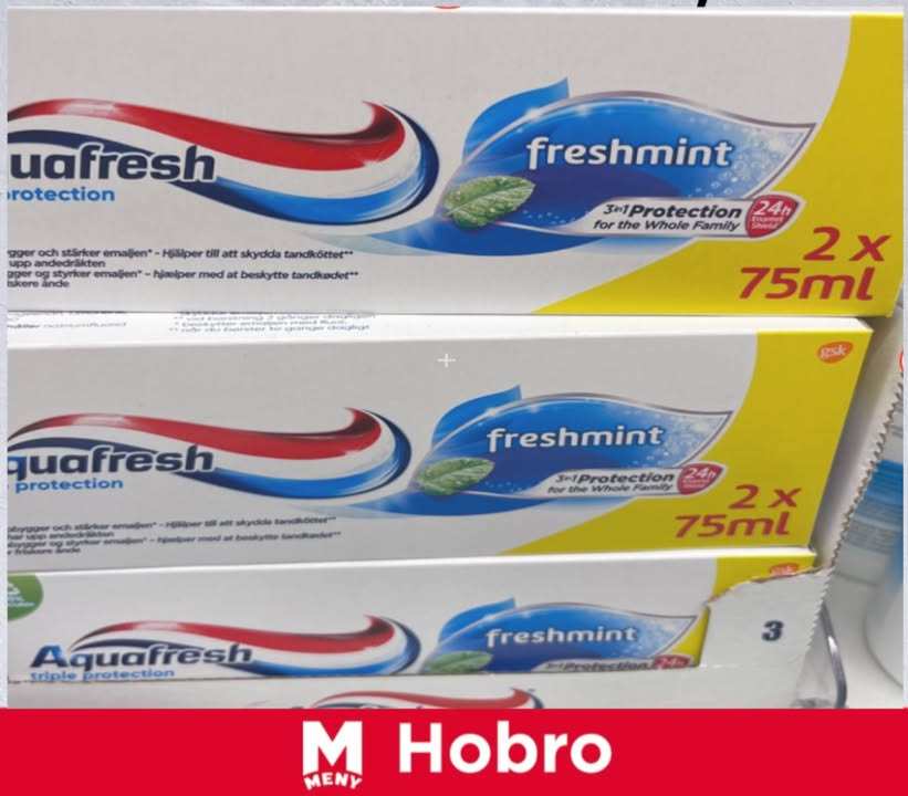 Meny Hobro tilbyder Aquafresh tandpasta til under halv pris