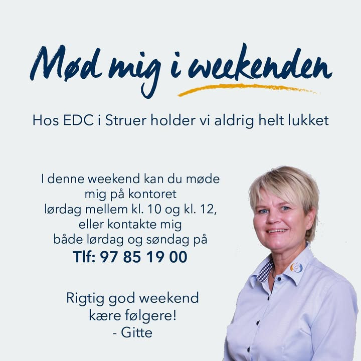 EDC Ejendomsgruppen Struer tilbyder fremvisninger i weekenden - Gitte står klar til at hjælpe