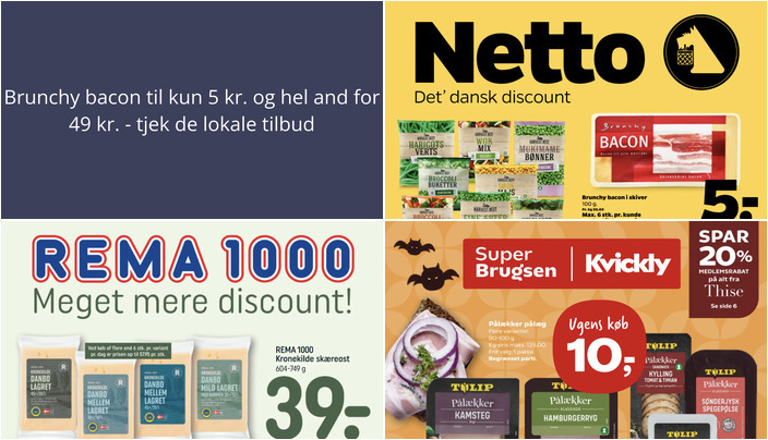 Brunchy bacon til kun 5 kr. og hel and for 49 kr. - tjek de lokale tilbud