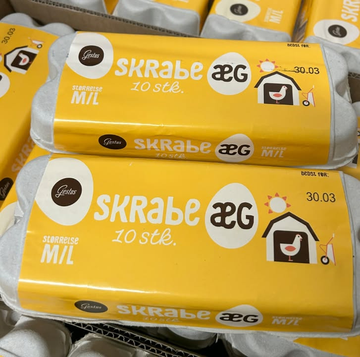 Meny Randers tilbyder gestus skrabeæg 10 stk. til 15 kr.