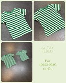 Didrik tilbyder grøn stribet t-shirt til halv pris i dag