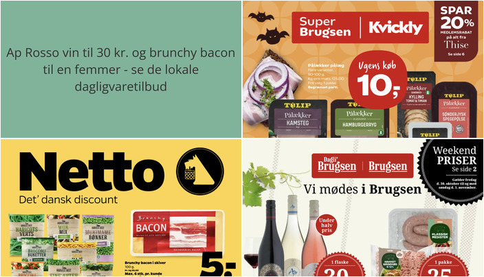 Ap Rosso vin til 30 kr. og brunchy bacon til en femmer - se de lokale dagligvaretilbud