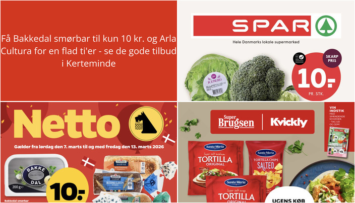 Få Bakkedal smørbar til kun 10 kr. og Arla Cultura for en flad ti'er - se de gode tilbud i Kerteminde