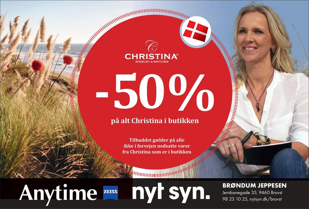 NYT SYN Brøndum Jeppesen Brovst giver 50% rabat på Christina-sortimentet